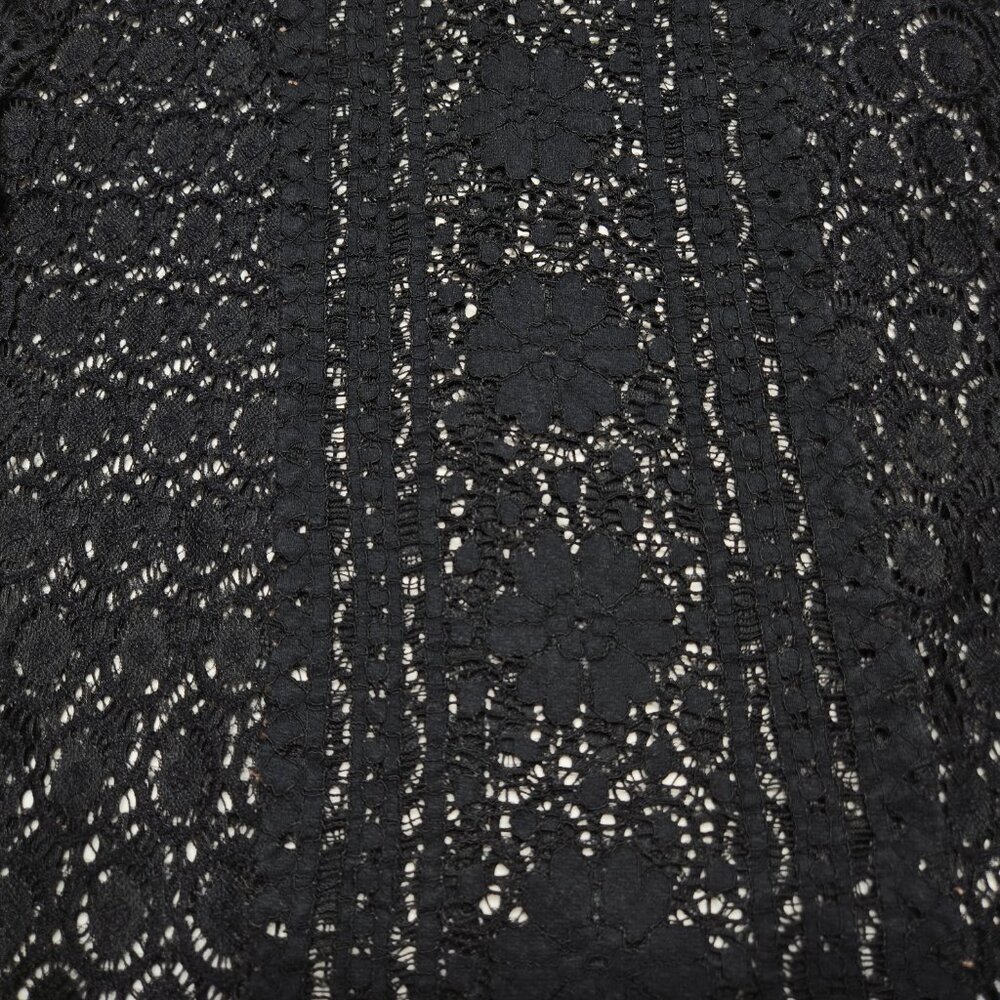 Forever 21 Lace Blouse Womens Small Black Mock Neck Sheer Gothic Romantic Top - Picture 9 of 13